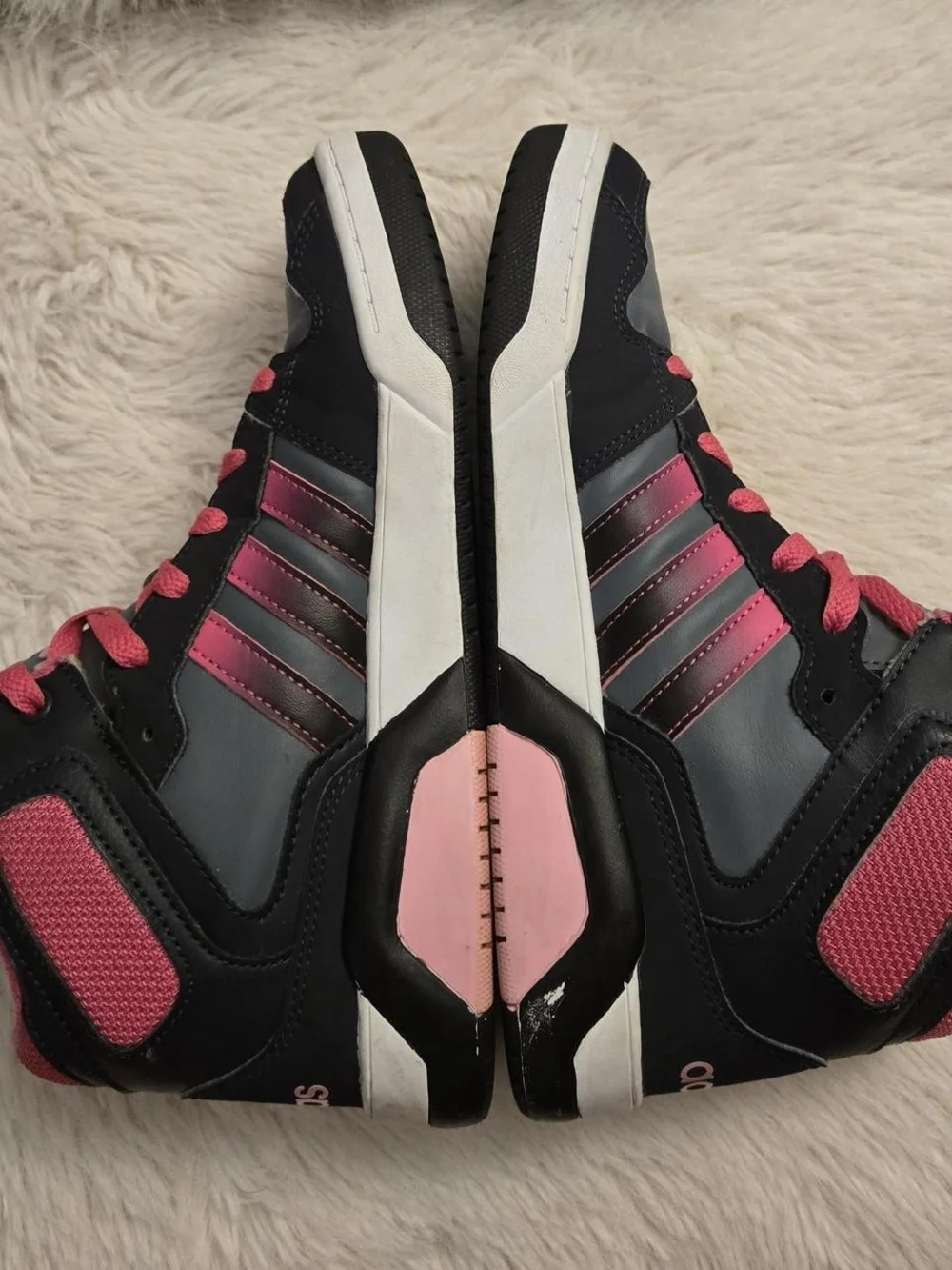 adidas Black & Pink Girls Youth High-Top Sneakers